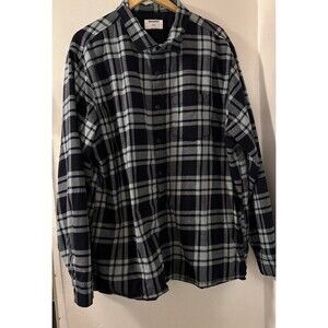 Old Navy Mens XXL Flannel Blue Plaid Shirt Long Sleeve Button Up Regular Fit